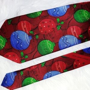 NWT Hallmark Christmas Ornaments Silk Tie 58"